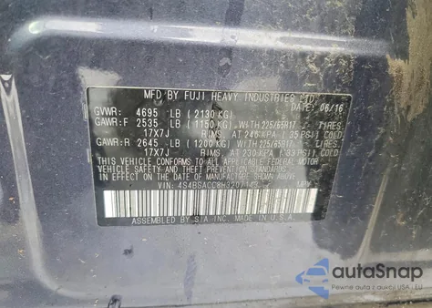 2017 Subaru Outback 2.5I Premium z USA, uszkodzony, nr VIN 4S4BSACC8H3207143